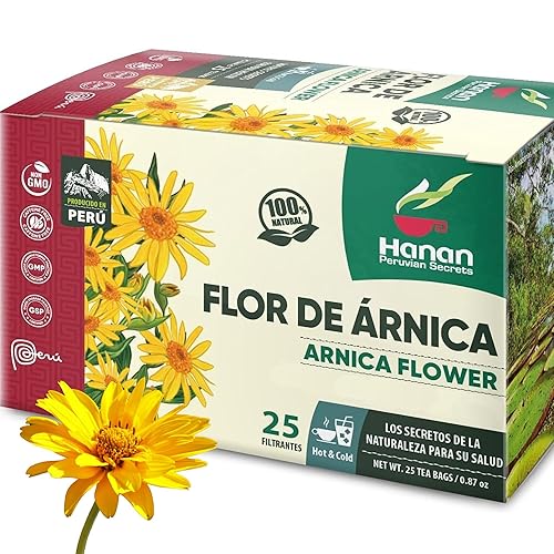 Hanan Flor de Arnica 25 bolsas de té de hierbas de flor de árnica seca de Perú