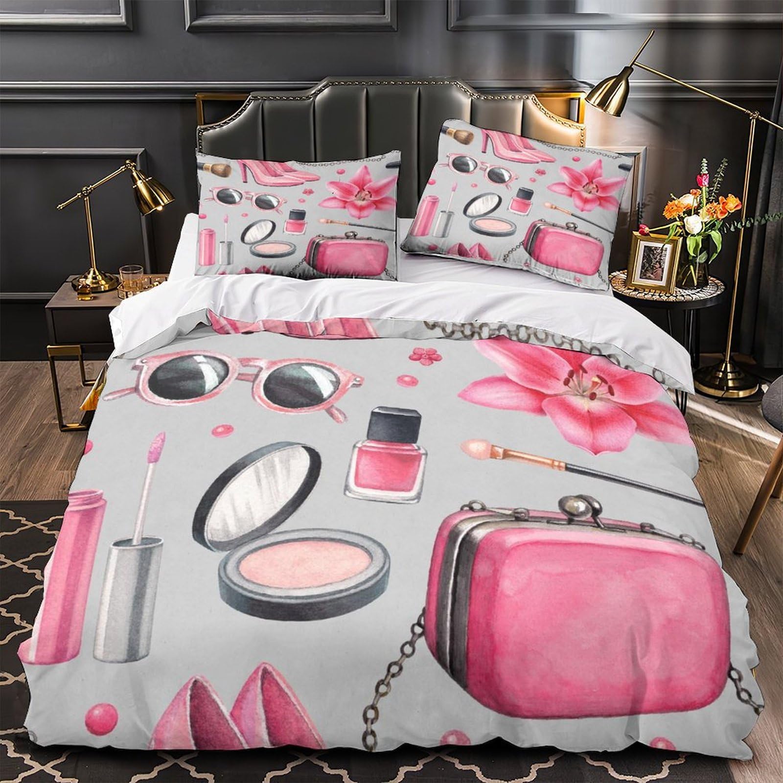 3D Printed Make-up Quilt Cover, Microfiber Komforter Bezug Verdeckter | Farbbeständig, Ganzjährig, Atmungsaktiv, Weich, Maschinenwaschbar King（220x240cm）