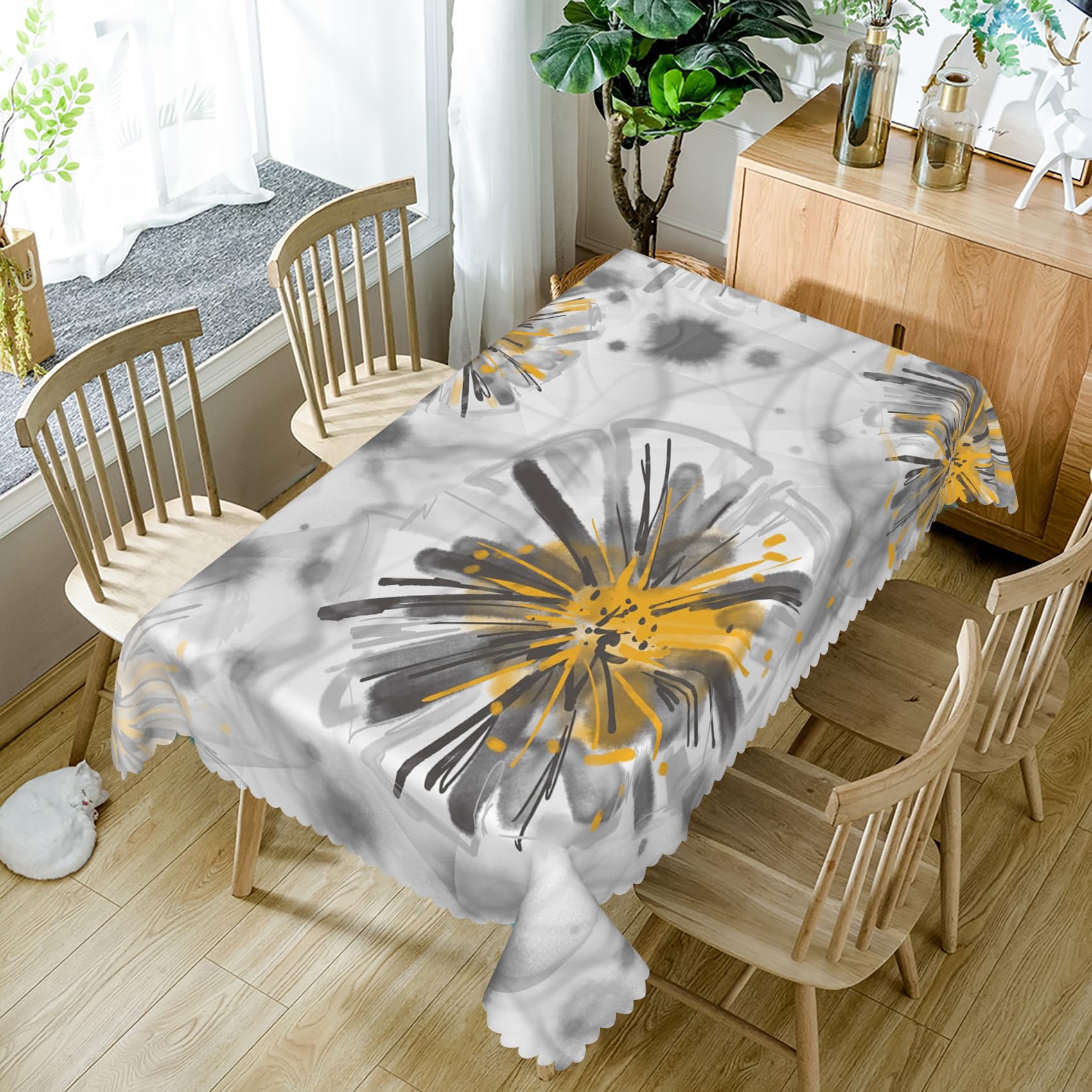 Amazon.co.jp: TTQYFNM 54x78インチ 抽象的な花柄テーブルクロス