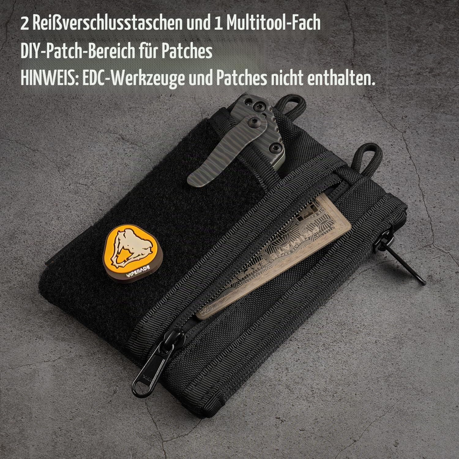 VIPERADE VE18 Klein EDC Tasche,Klein Werkzeugtasche mit 6 Taschen,EDC Tool Organizer Tasche für Herren,Klein EDC Multitool Taschen Organizer Pocket Pouch mit Klettverschlussbereich