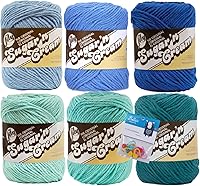 Vista 1 de Lily Sugar'n Cream Paquete de 6 estambres de algodón 100% con marcadores de puntada Bella's Crafts (Blue Mix 2)