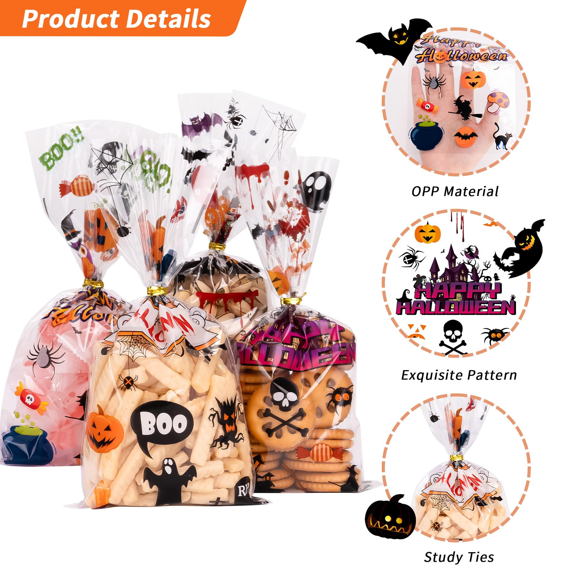 Italpak Sacchetti Trasparenti per Caramelle Halloween, Bustine Cellofan Alimenti, 50 pz (9x12,5 cm) – Ideali per Dolcetti, Regali e Feste