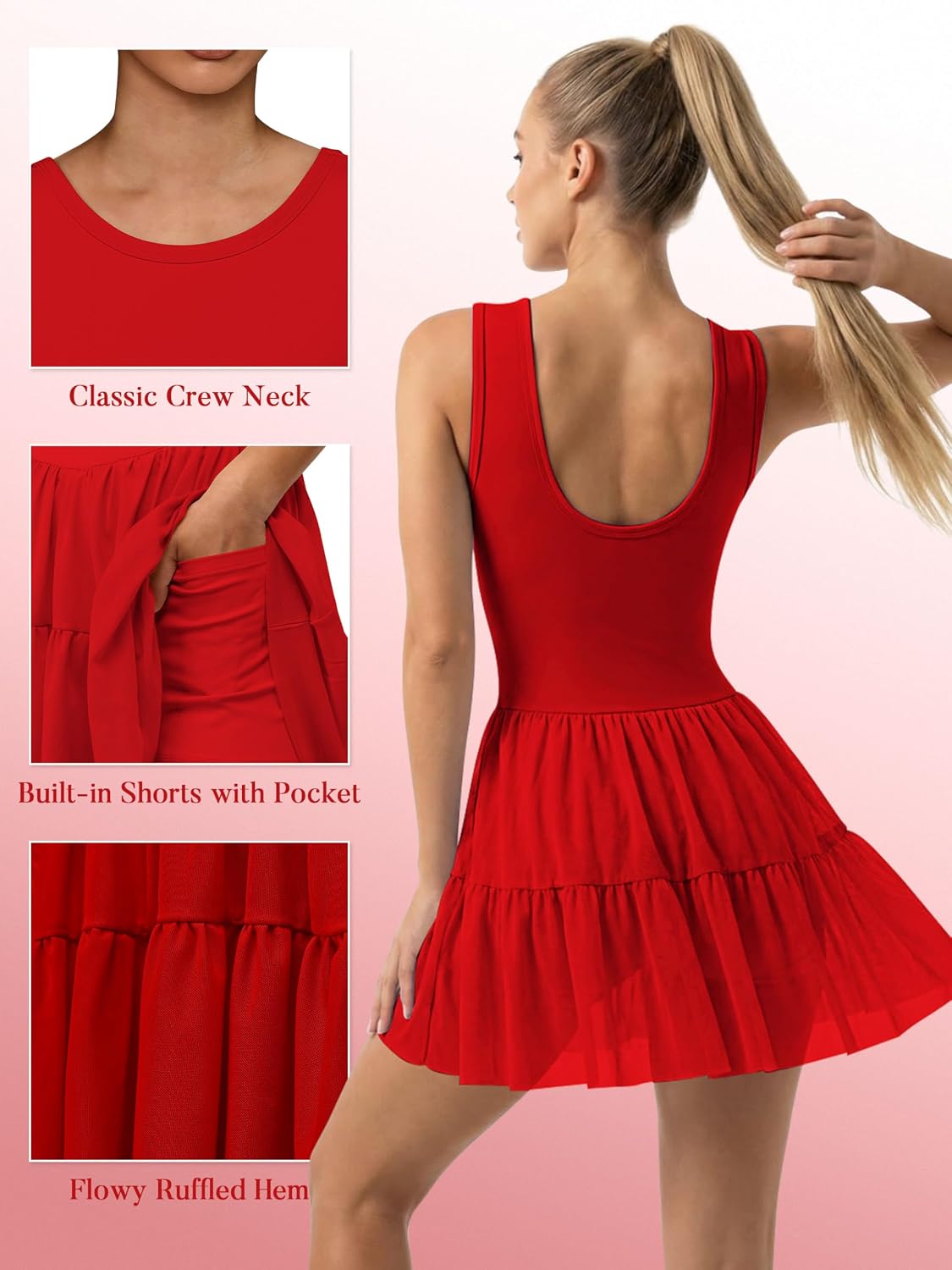 Tennis Dresses for Women Built in Short Sleeveless Stretchy Golf Pickball Athletic Mini Dresses with Pockets 2026