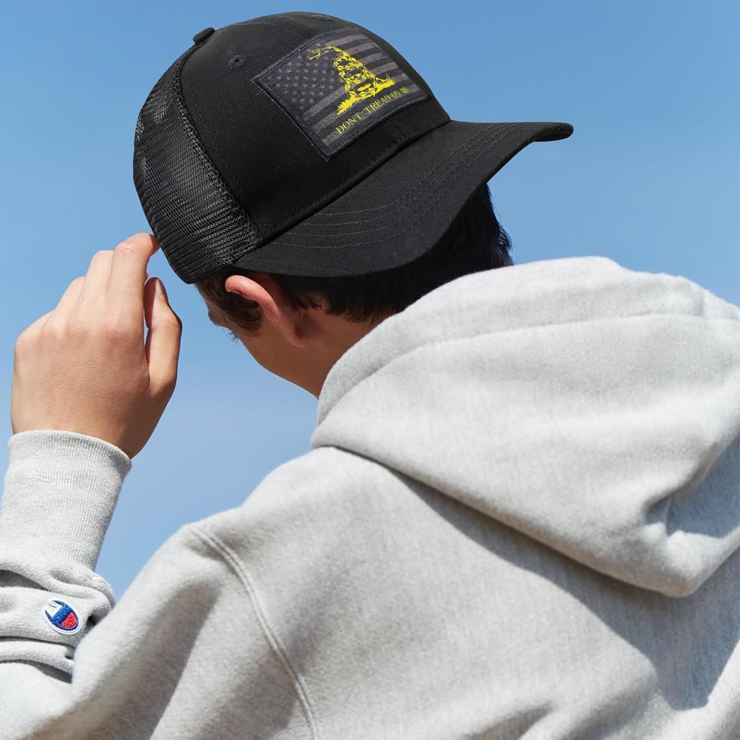 Don't Tread on Me Trucker Hats Baseball Cap for Men - Adjustable Embroidered American Flag Snake Hat with Snapback - Image 6