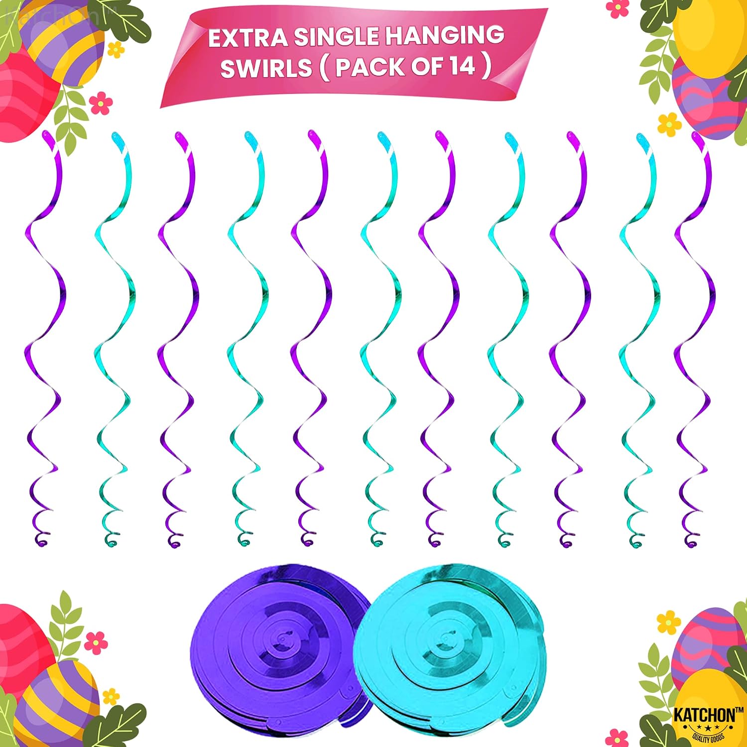 KatchOn, Easter Hanging Swirl Decorations - No DIY, Pack 46 | Easter Decorations for the Home | Easter Party Decorations | Easter Hanging Decorations | Easter Streamers, Spring Decorations for Office