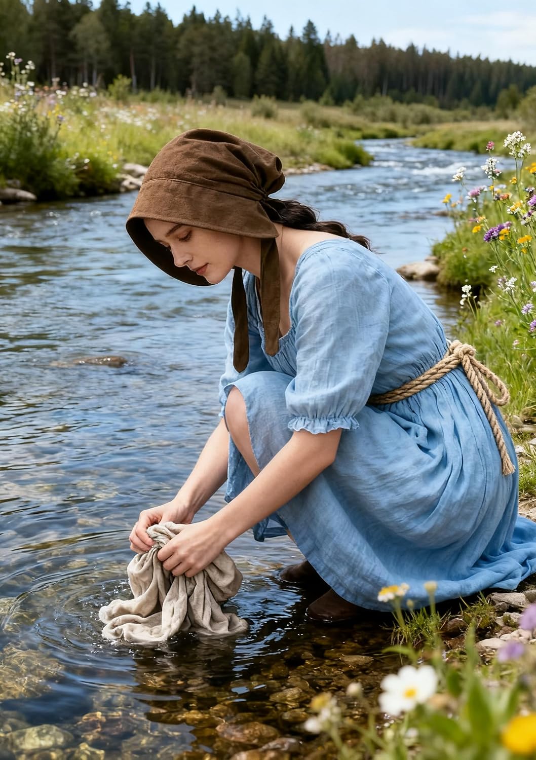 Medieval Peasant Amish Hat Colonial Bonnet Coif Cap Prairie Renaissance Headwear Costume