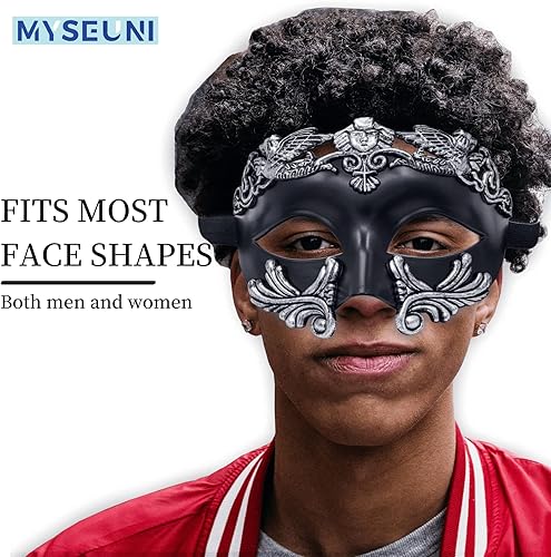 Miniatura 16 de Máscara de mascarada para hombre, máscara griega romana, máscara veneciana de media cara para baile de máscaras, Mardi Gras, fiesta de Halloween
