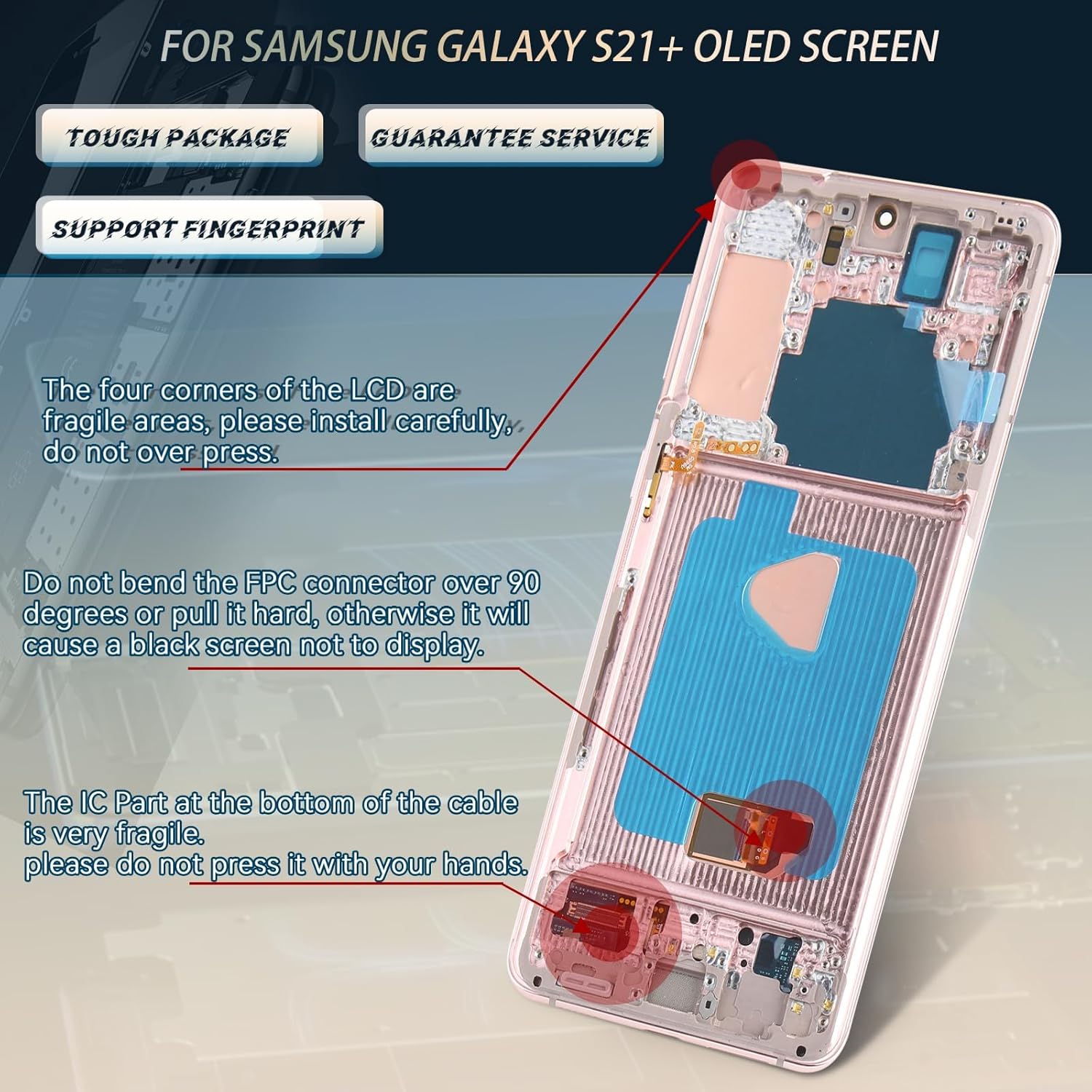 OLED for Samsung Galaxy S21 Plus Screen Replacement for Galaxy S21 + Plus +5G G996U LCD Display Touch Screen Digitizer Assembly Replacement with Tools (Support Fingerprint with Frame)