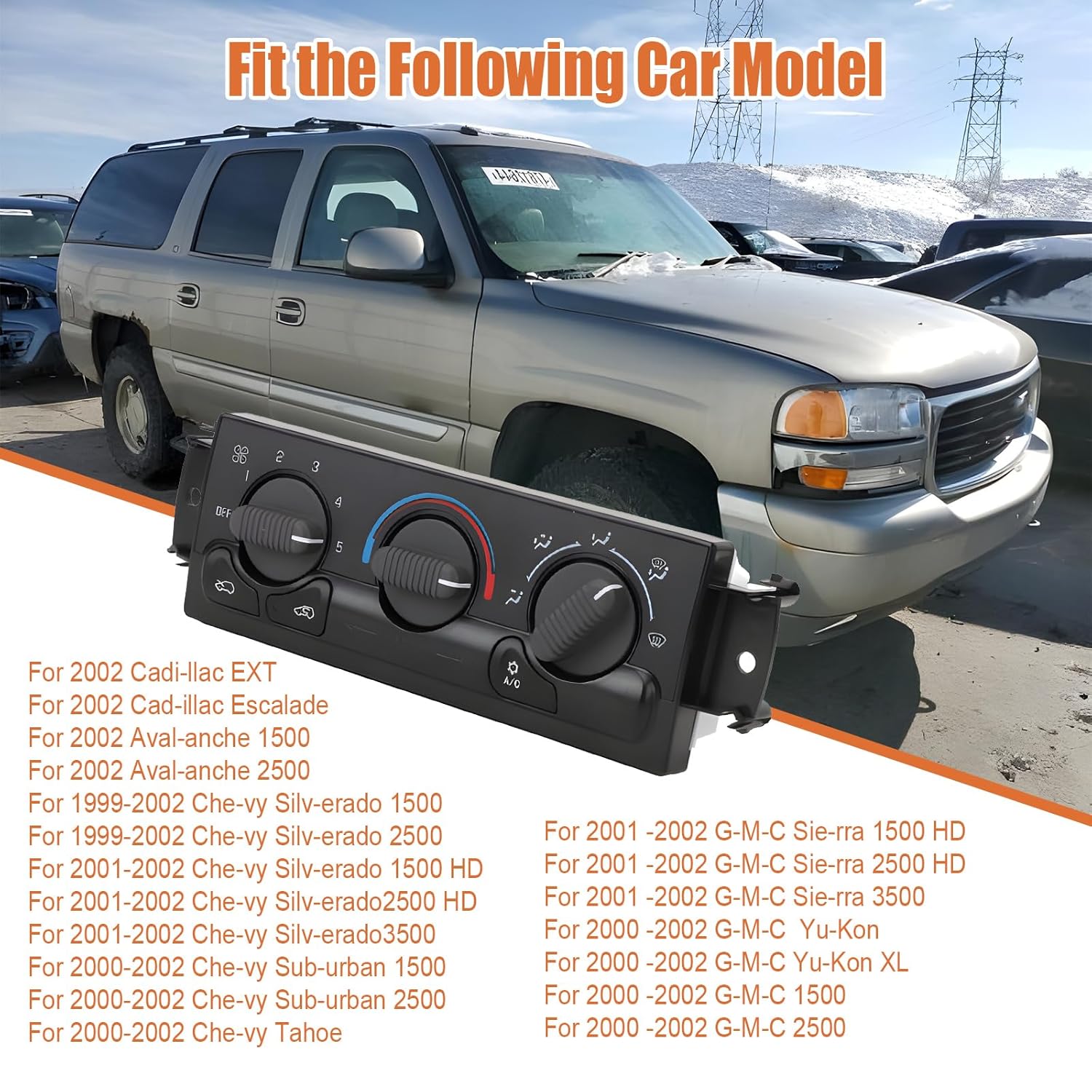 599-266 Front AC Climate Control Module, A/C Climate Control Panel for 1999-2002 Che vy G M C Avalan Che Si1verado Subur ban 1500 2500 3500 Ta Hoe Sierra Yu kon Ca dillac E Scalade