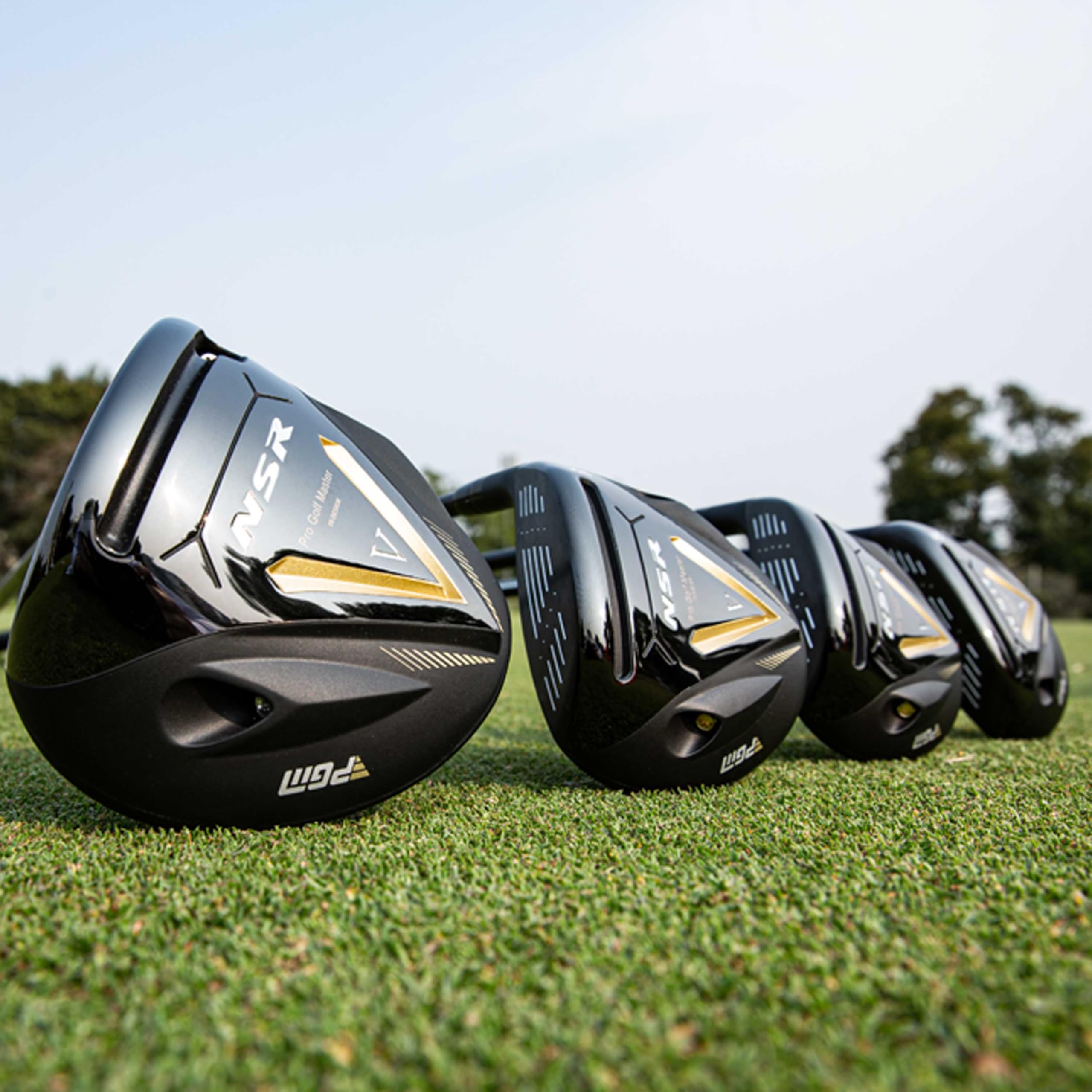 PGM 18-teiliges Herren-Golfschläger-Komplettset – Verstellbarer Loft Titan-Driver (0,86COR), präzisionsgewichtete Fairway-Hölzer, geschmiedete Eisen, CNC-gefräster Putter, mit Standbag – Rechtshänder