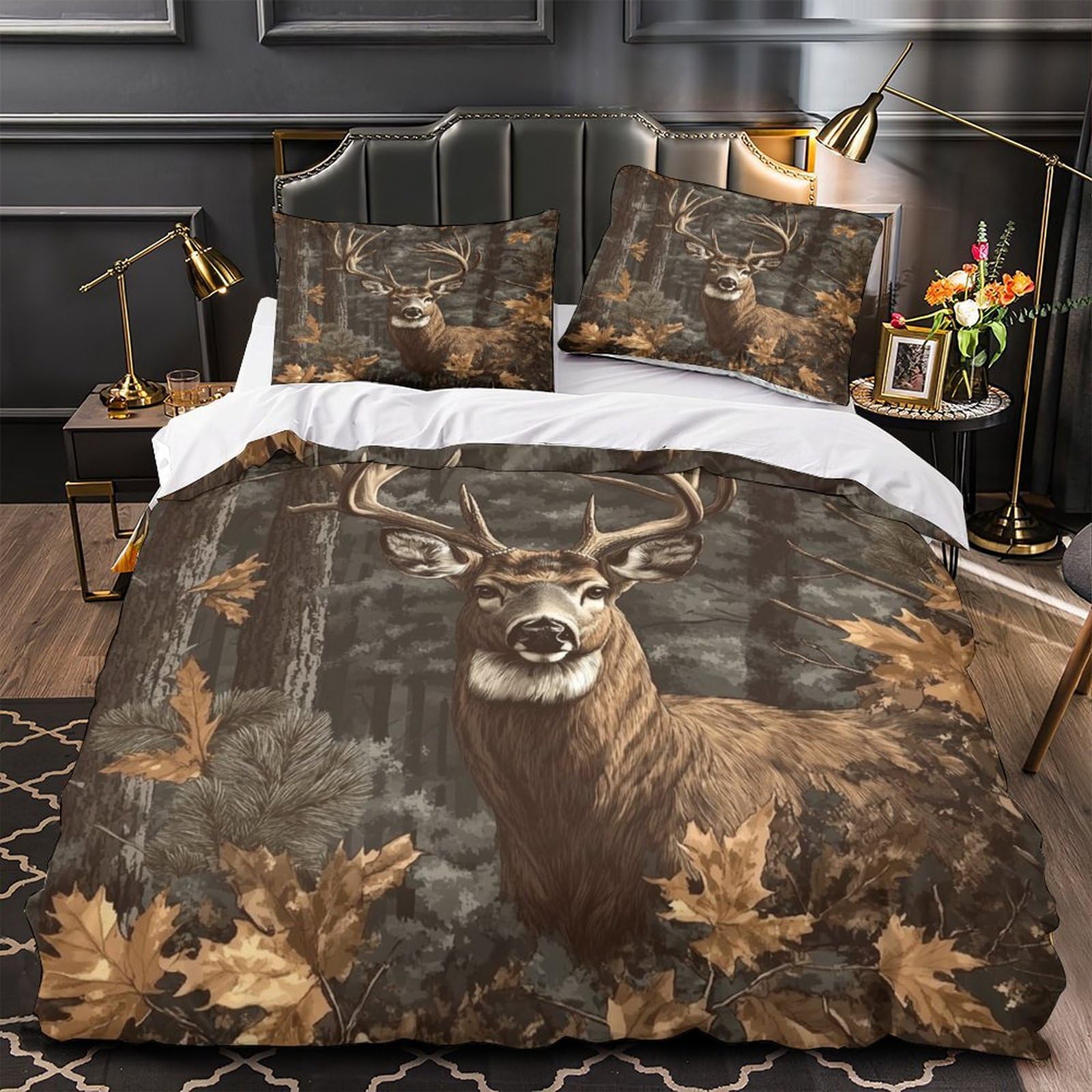 Housse de couette cerf imprimé 3D parure de lit simple enfants adulte