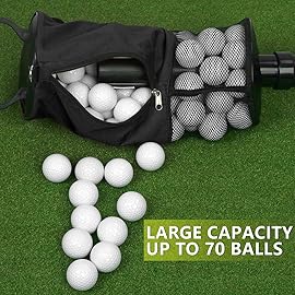 HOW TRUE Golf Ball Retriever, Portable Shag Bag Golf Ball Pick Up with Removable Plastic Tube, Pocket Shagger Storage, Black