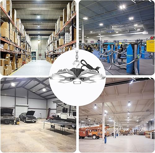 Miniatura 6 de Luz LED de alta bahía, 250 W 30000 lm (equivalente a 1000 W HPSMH), diseño ajustable de 7 paneles, disipador de calor de aluminio, enchufe de EE.