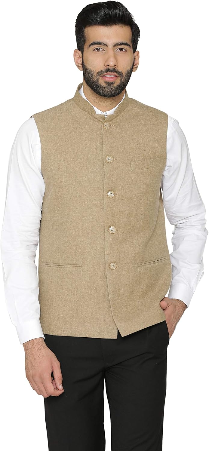 WINTAGE Men's Tweed Wool Festive and Casual Nehru Jacket Vest Waistcoat : Multiple Colors
