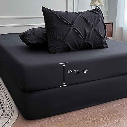 Miniatura 4 de Maple&Stone Juego de edredón tamaño King californiano, juego de 7 piezas, ropa de cama con diseño de pliegues, con edredón, sábanas, fundas de