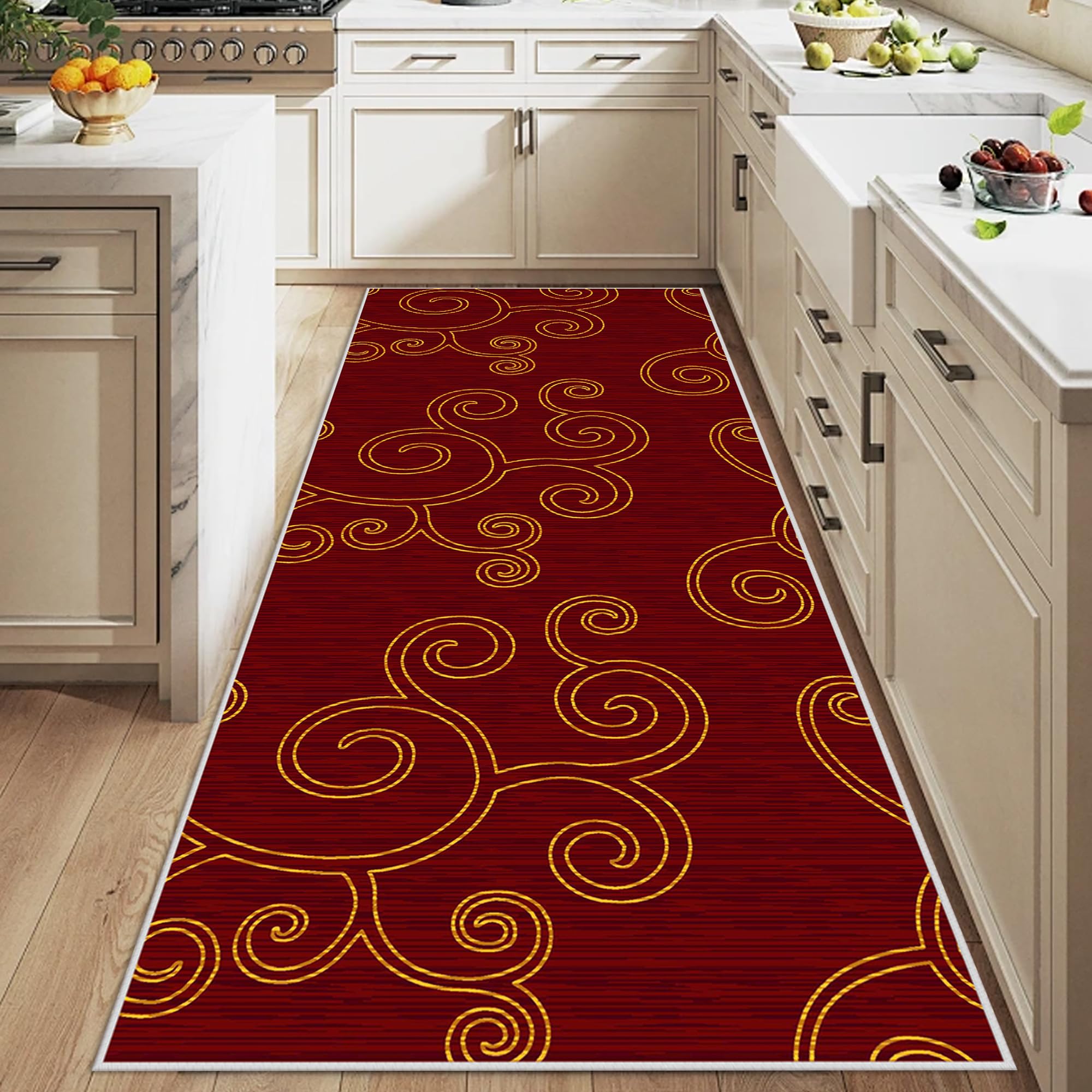 Alfombra pasillo larga y antideslizante de 70x280 cm con pelo corto para una cocina lavable