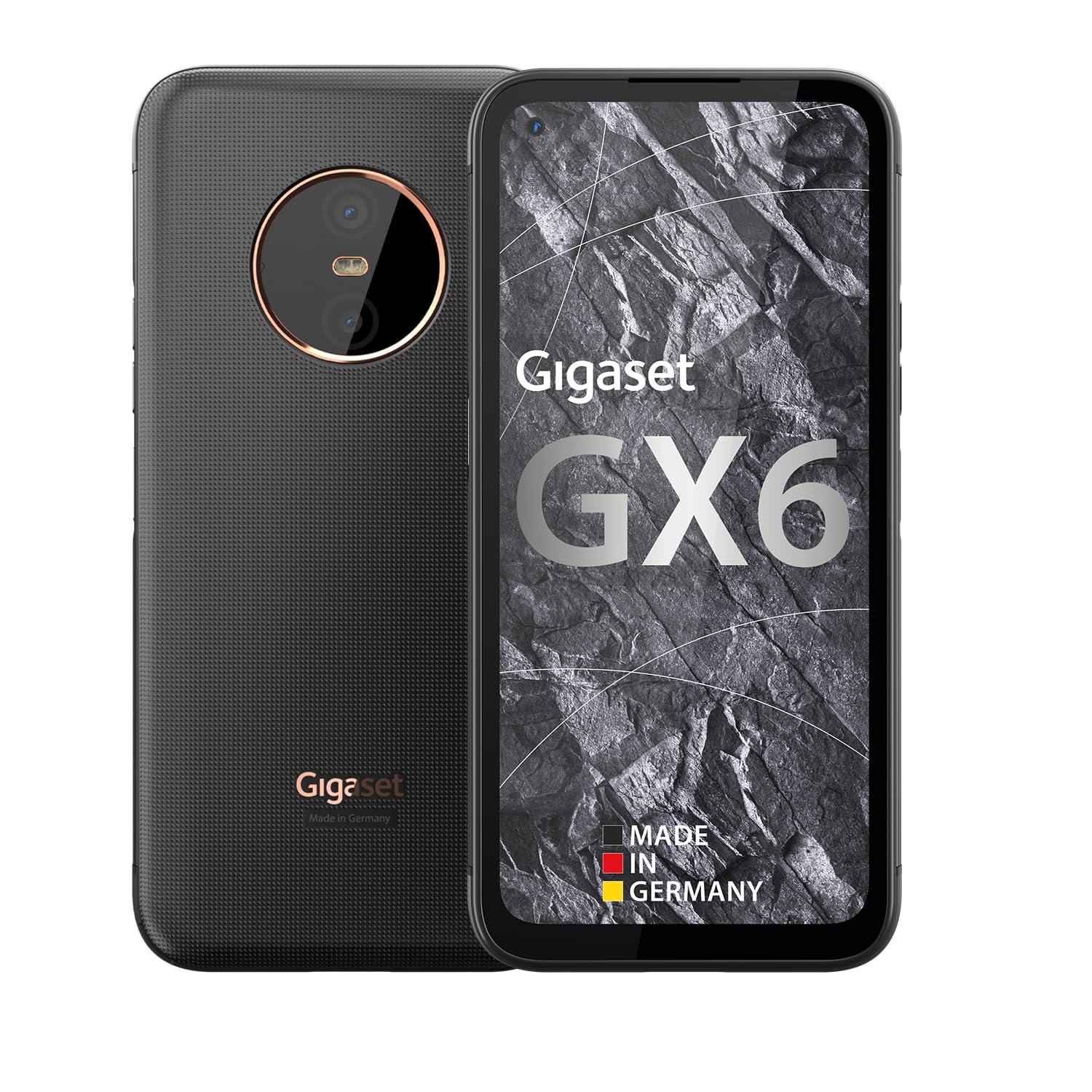 Gigaset GX6 - Outdoor Smartphone 5G - Militärstandard - staub- & wasserdicht IP68 - 6,6" FHD+ Display mit Gorilla Glass - 128GB+6GB RAM - 50MP Kamera - Schnellladen, Made in Germany, Titanium Black