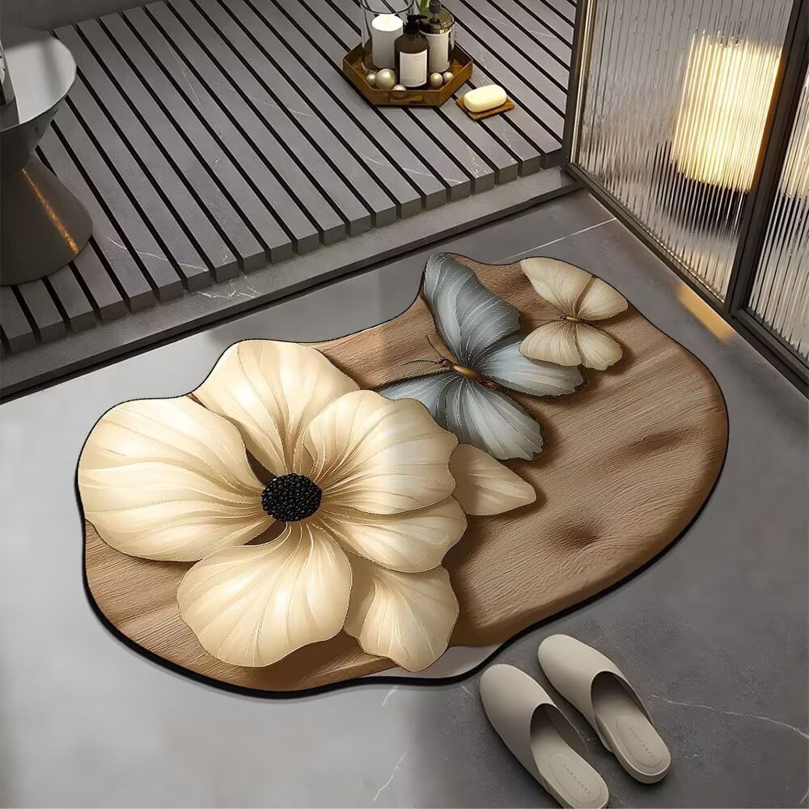 Tapis de douche antidérapant haut de gamme au design réaliste et écologique