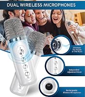 EASJOY Karaoke Rendszer 2 Mikrofonnal Bluetooth Hordozható PA Hangszóró LED Fénnyel 4