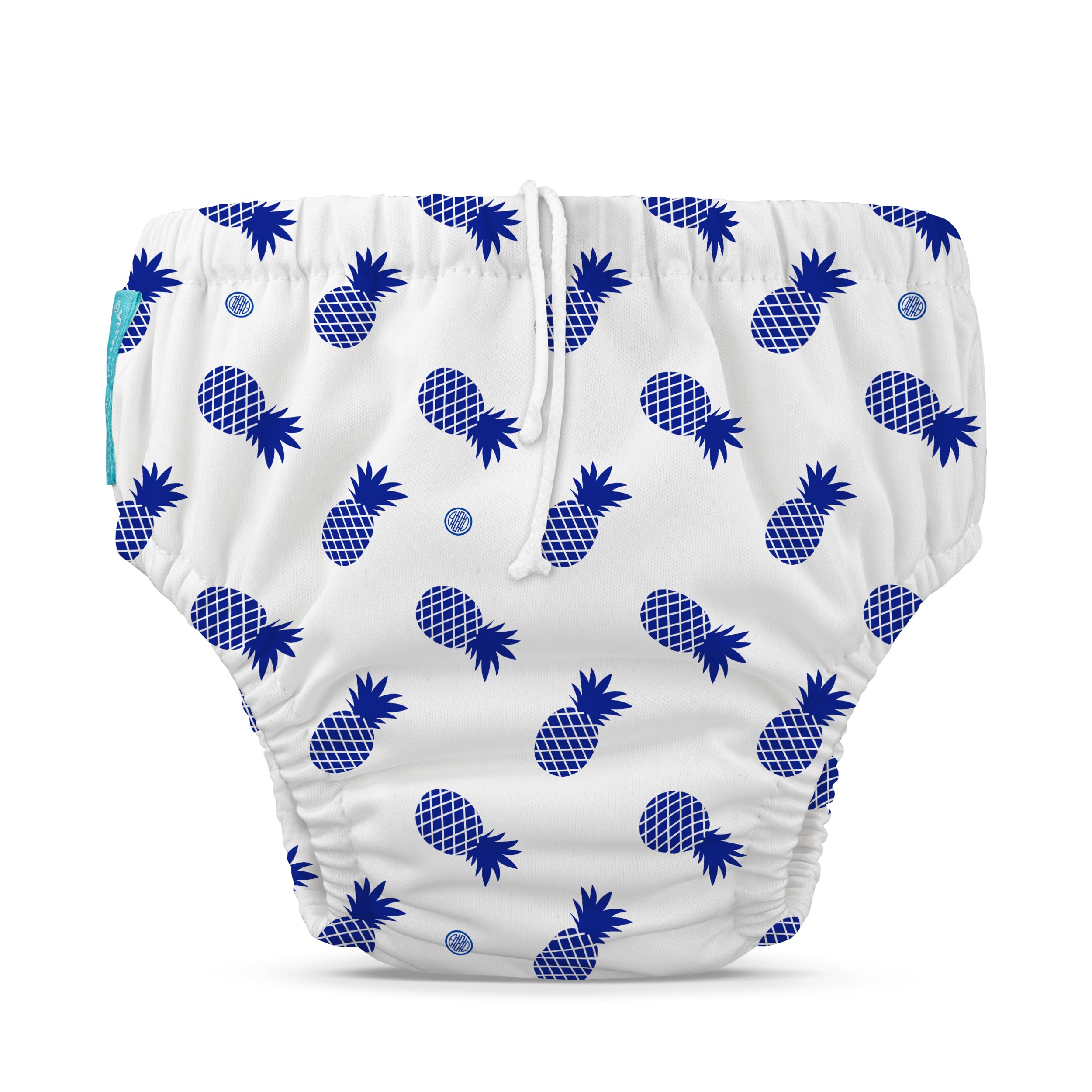 CHARLIE BANANA Pineapple Reusable Swim Diaper, Medium, Blue