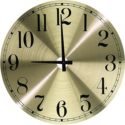 Reloj de pared de madera redondo grande con números negros y dorados metálicos, arte de pared de 18 pulgadas