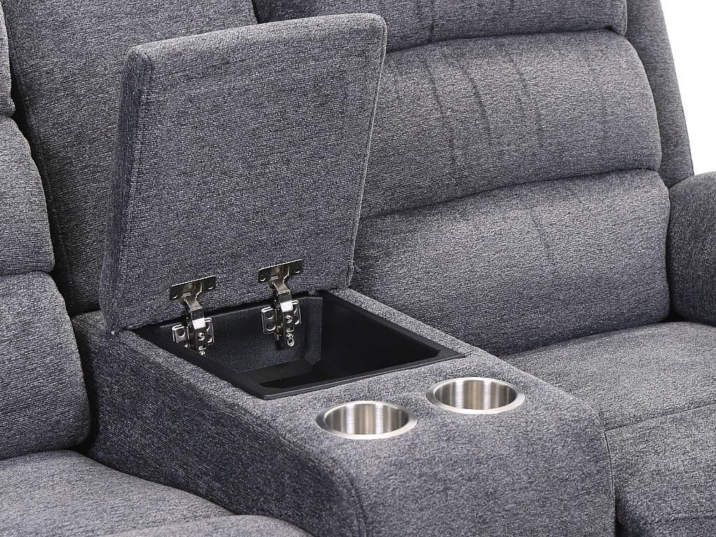 Vente-unique - Sofá Relax 2 plazas Nevers - poliéster - Gris