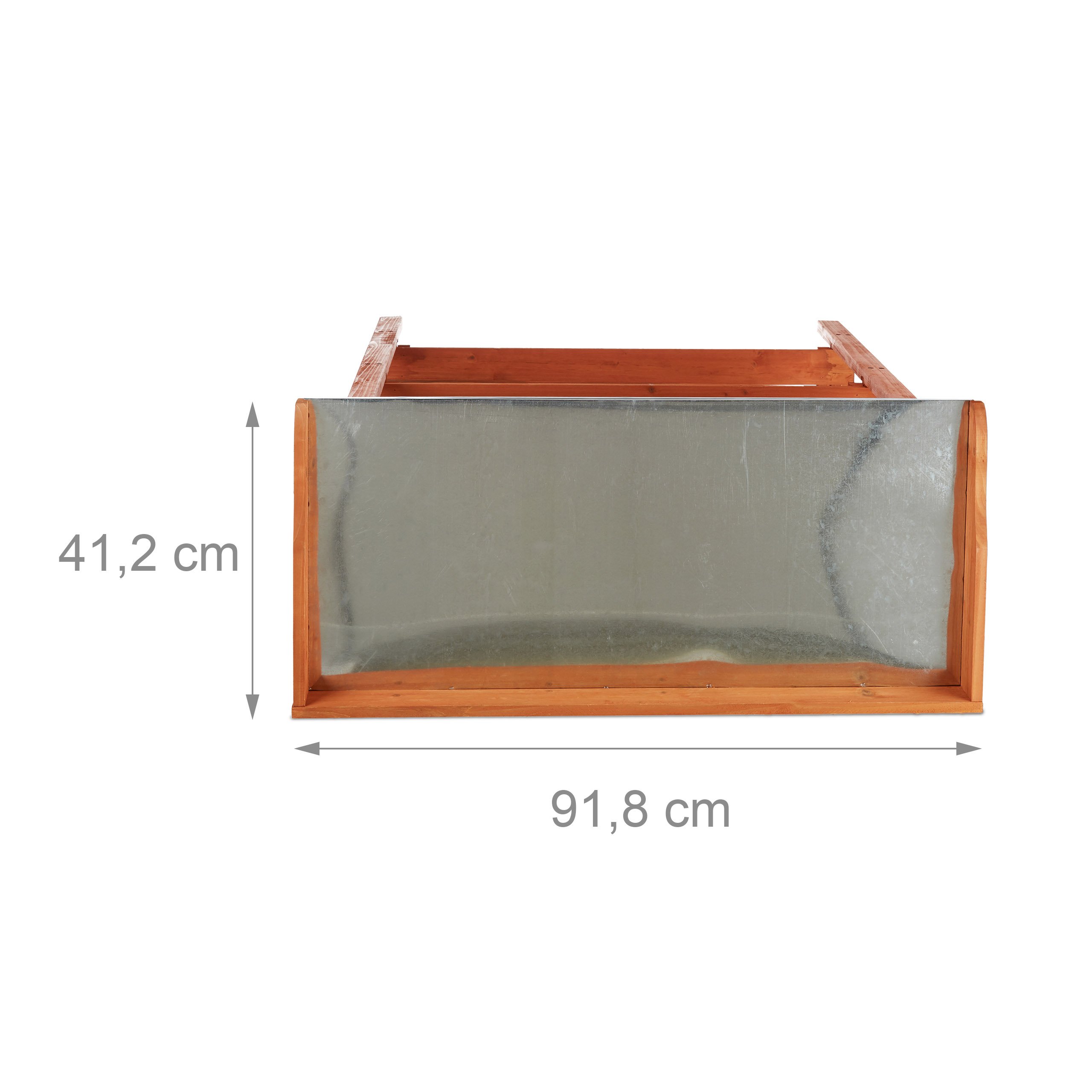 Relaxdays Pflanztisch, Holz, Metallplatte, 3 Ebenen, Arbeitsplatte Gewächshaus, HBT: 87,5 x 91,8 x 41,5 cm, orange
