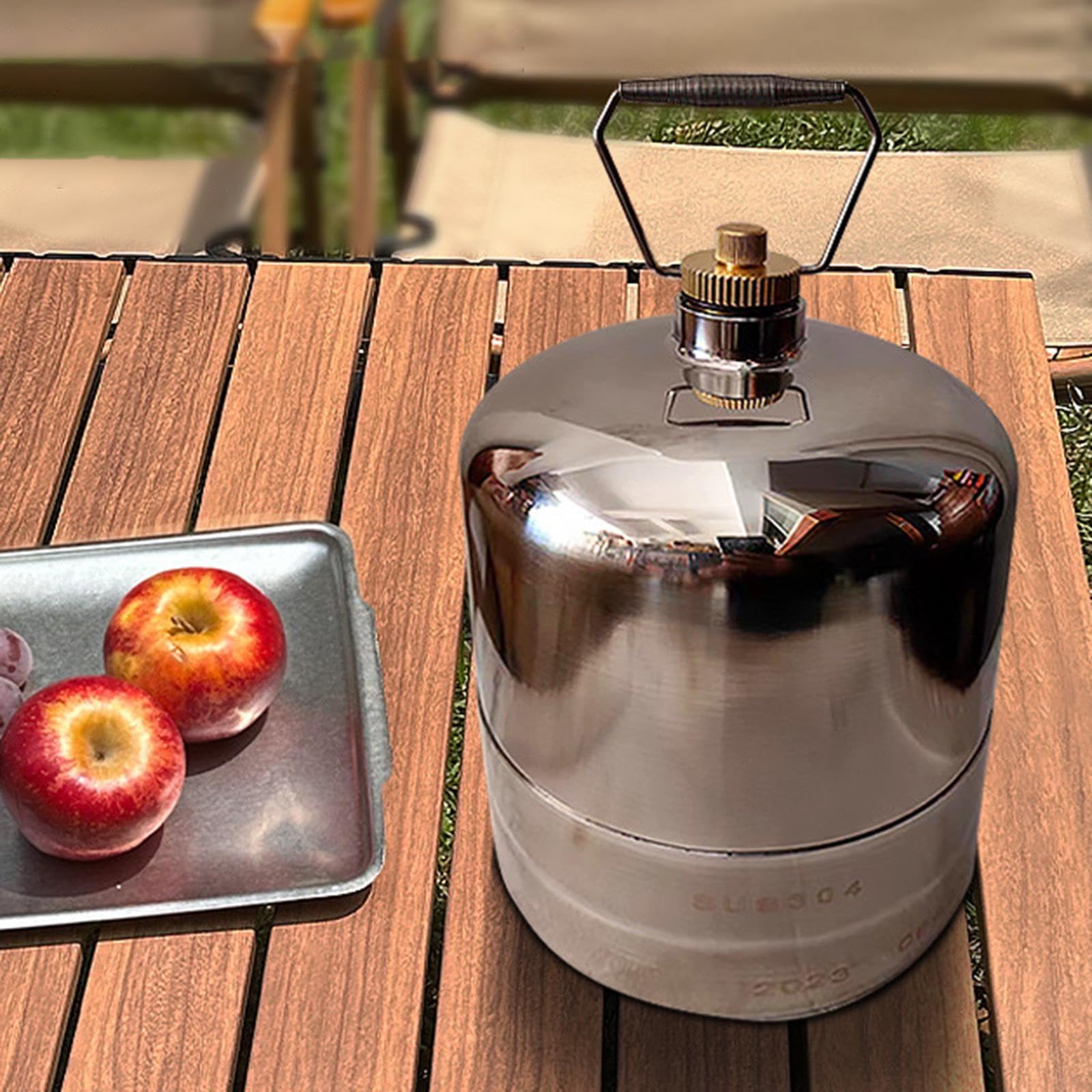 Bidon de carburant de camping vide rechargeable pour barbecue à gaz, cuisine en plein air, argent, 1,35 l
