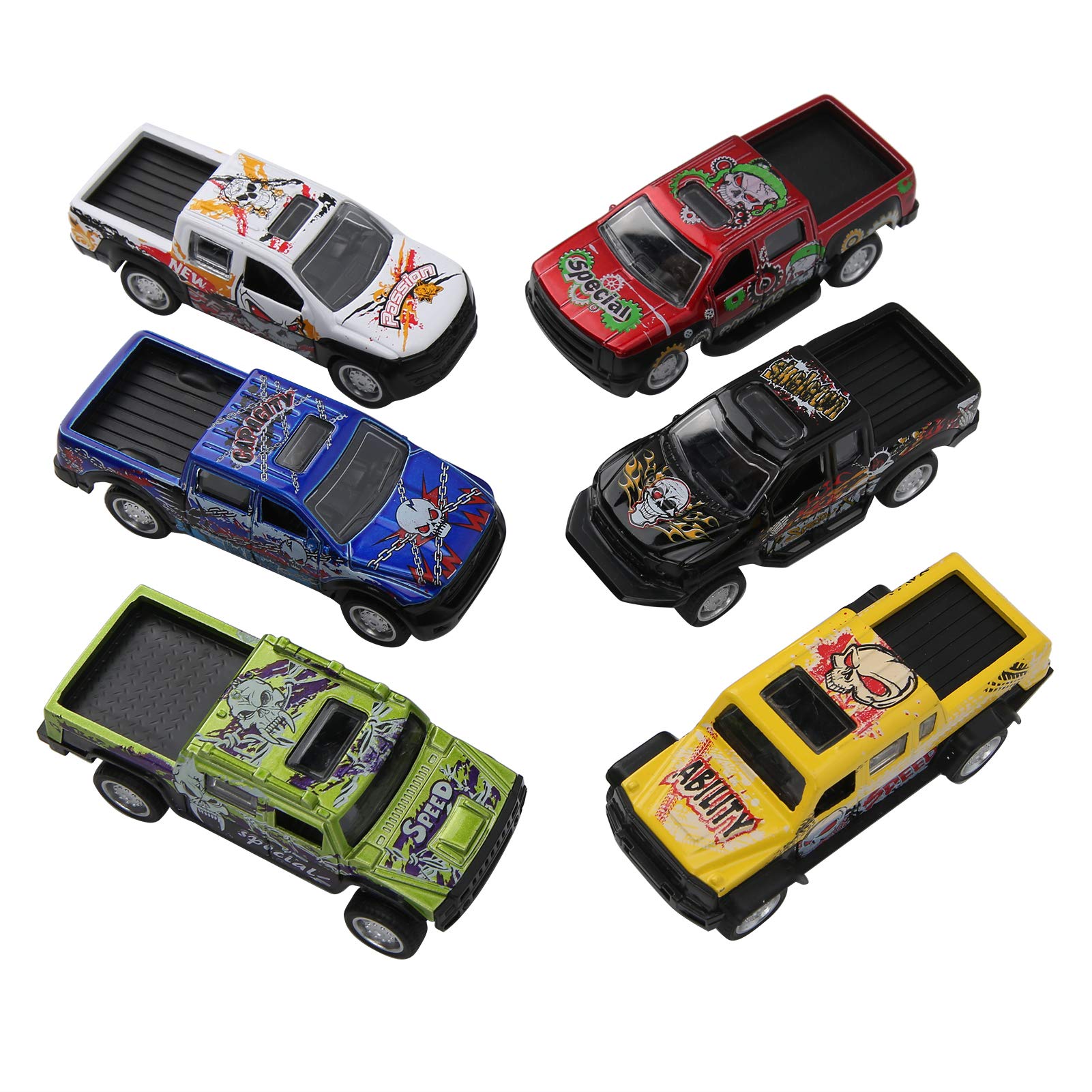 Car Model, Pickup Model Set, Beautiful Alloy Plastic 6pcs Strong for Adults Children Home Kids(Devil pickup (a set of 6 models))