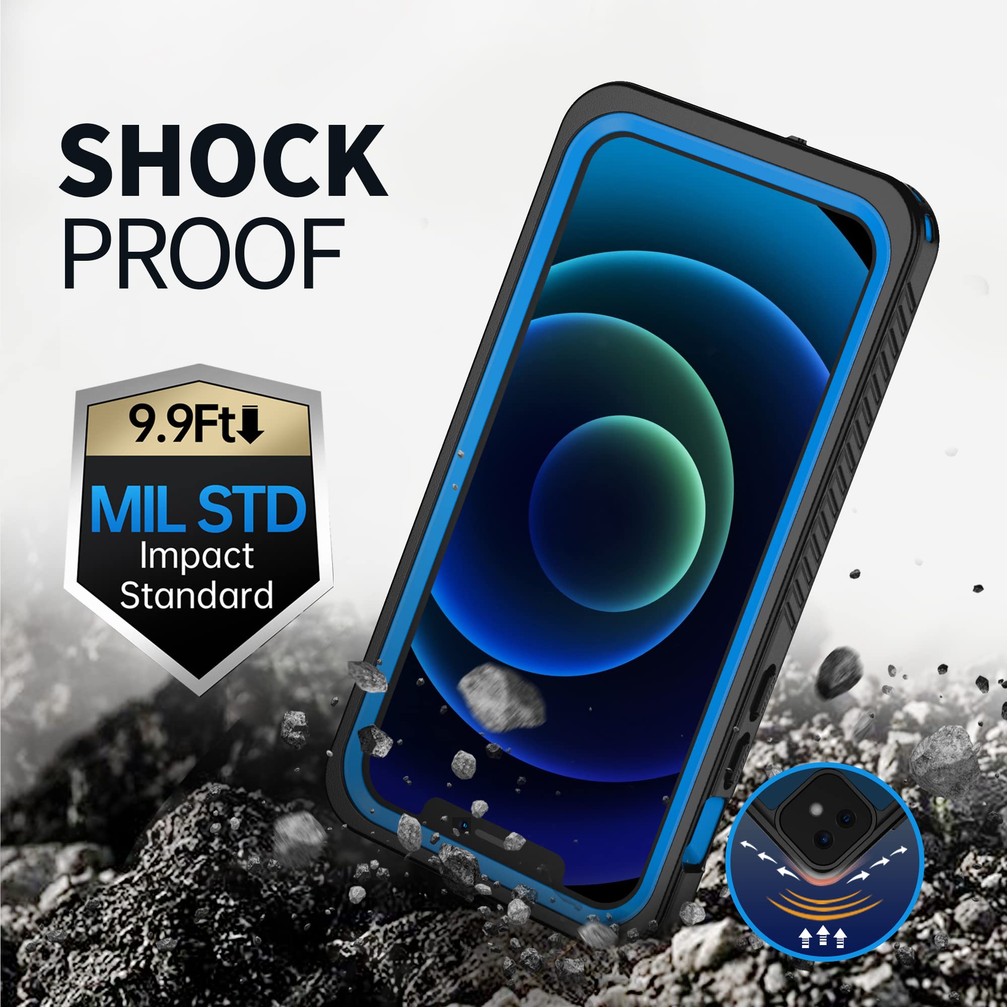 BEASTEK Waterproof Case For IPhone 12 Mini, TRE Series Shockproof Dustproof Underwater IP68 Case With Built-in Screen Protector Full Body Protective Cover, (5.4'') (Red/Clear