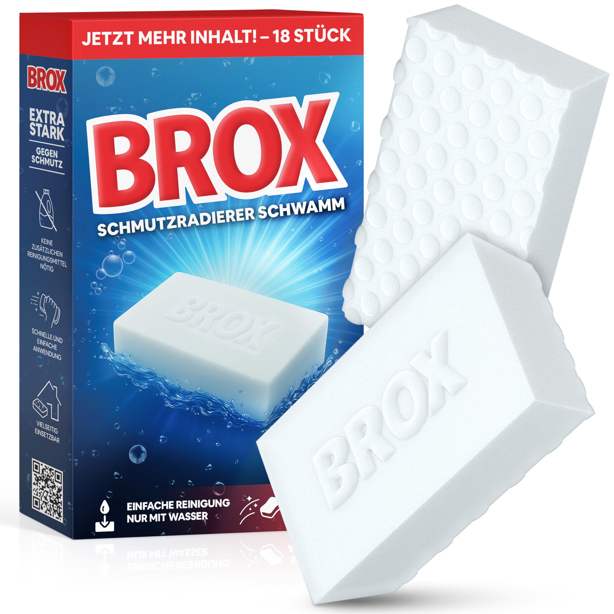 Brox White Brox® Magic Eraser – 18X Cleaning Sponge | Eraser Sponge For Walls, Shoes, And Floors | Durable Magic Sponge For Stubborn Stains – Reusable And Multi-Purpose