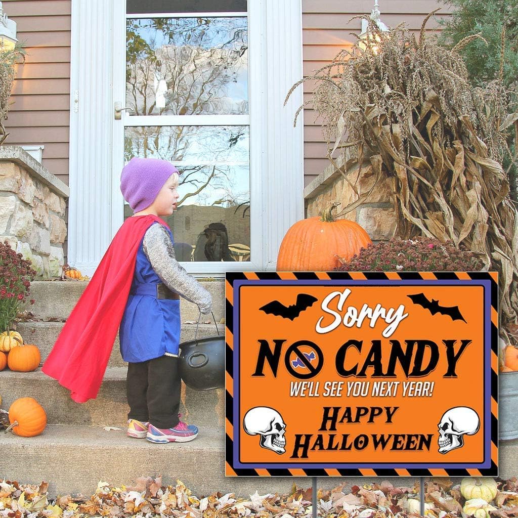 Sorry No Candy Halloween Yard Sign, No Trick or Treat Yard Sign