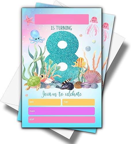 Miniatura 1 de Invitaciones para fiesta de 9 cumpleaños con sobres (4 x 6 pulgadas), paquete de 20 unidades, invitaciones para fiesta de cumpleaños de animales del