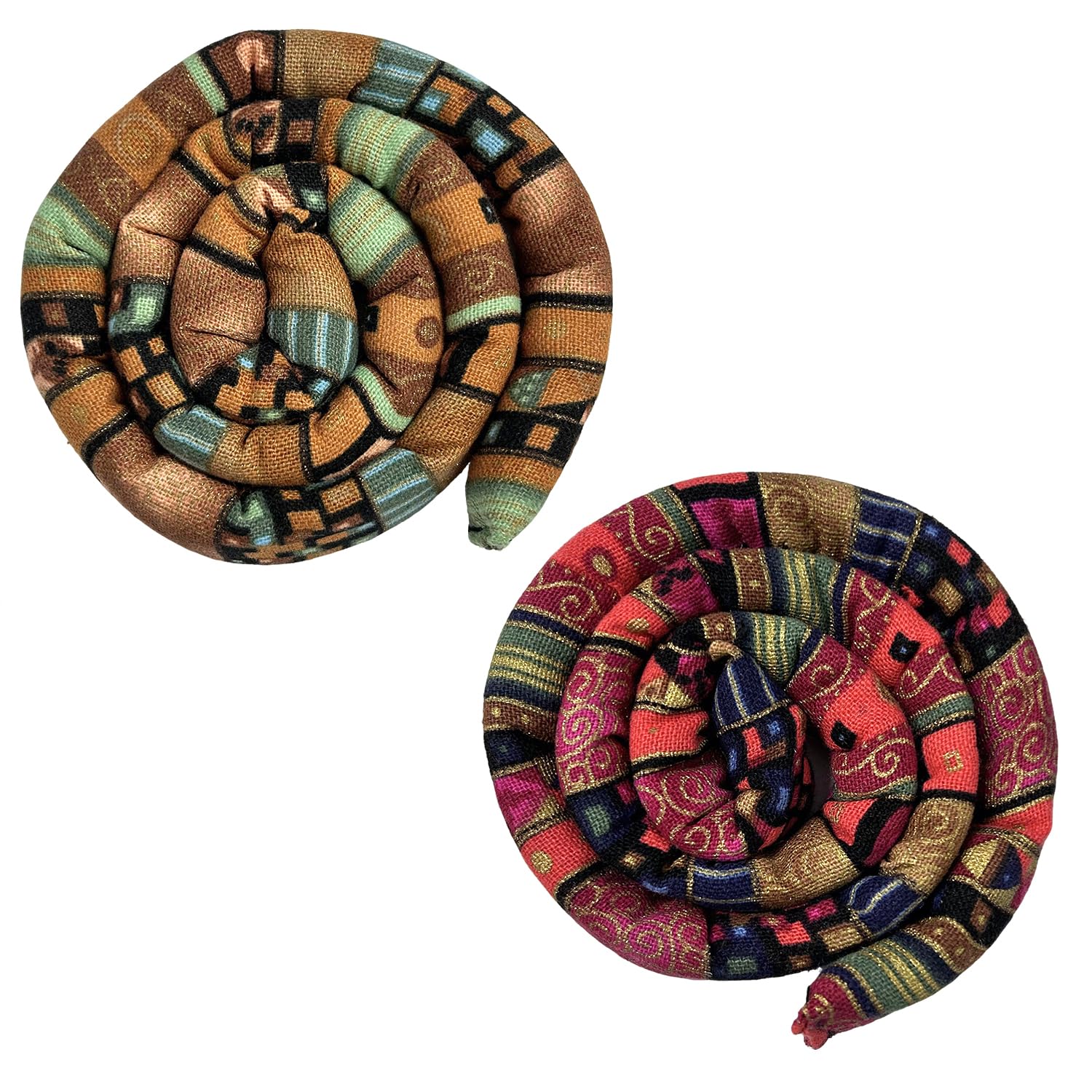Spiral Lock Hair Tie for Dreadlocks Bendable Ponytail Holder for Thick Curly Hair 25-Inch Dread Accessories for Women and Men (2Pcs-Combination 1)