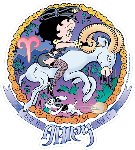 CafePress Betty Boop Zodiac Sign Aries Large Die Cut Sticker, 8.75