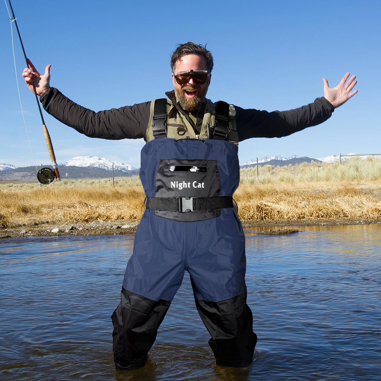 Night Cat Waders Pêche Homme: Cuissardes Peche Femme Imperméable Respirant avec PVC Bottes
