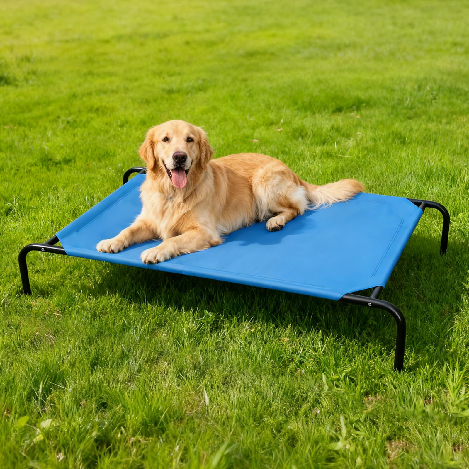 Elevated Dog Bed for Large Dogs, Washable Raised Cot with Skid-Resistant Feet, Waterproof Cooling Dog Beds with Oxford Cloth, Indoor/Outdoor Use, Blue 50in - image 8