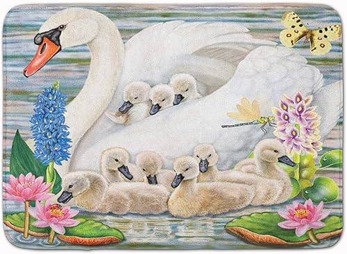 KXO Mother Swan - Tapete de espuma viscoelástica lavable a máquina, tapete de baño antideslizante, duradero, grueso, lavable para cocina, baño,