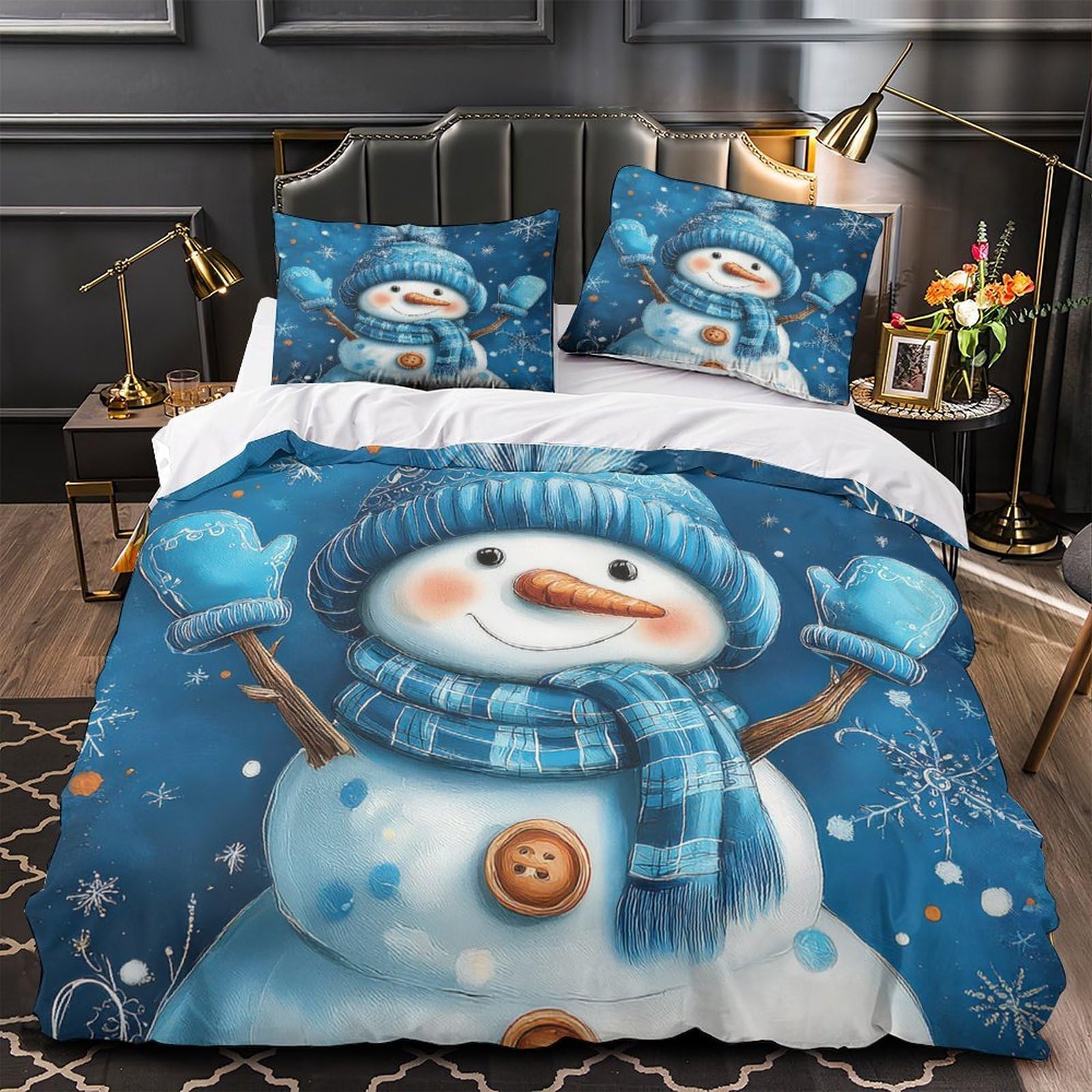 Housse de couette microfibre hypoallergénique douce 220x240 parure lit 3D motif paresseux