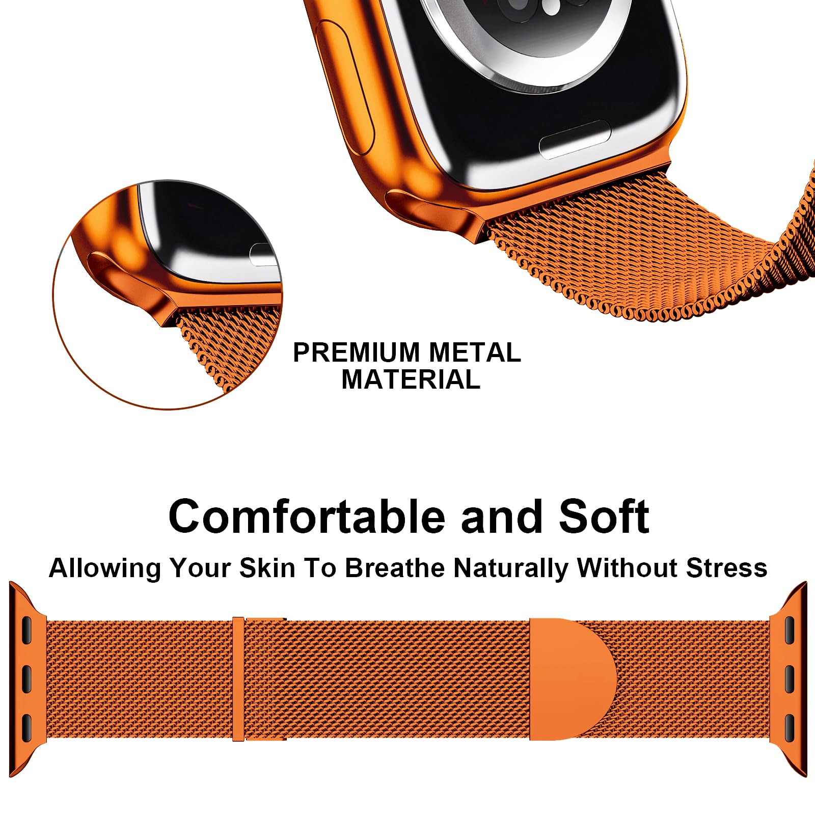 Higgs Cinturini Compatibile con Cinturino Apple Watch 40mm 38mm 41mm per Donna e Uomo, Cinturino Magnetiche Regolabili Doppie per iWatch Series SE(Second) 9 8 7 6 5 4 3 2 1, Liscio Maglia Milanese