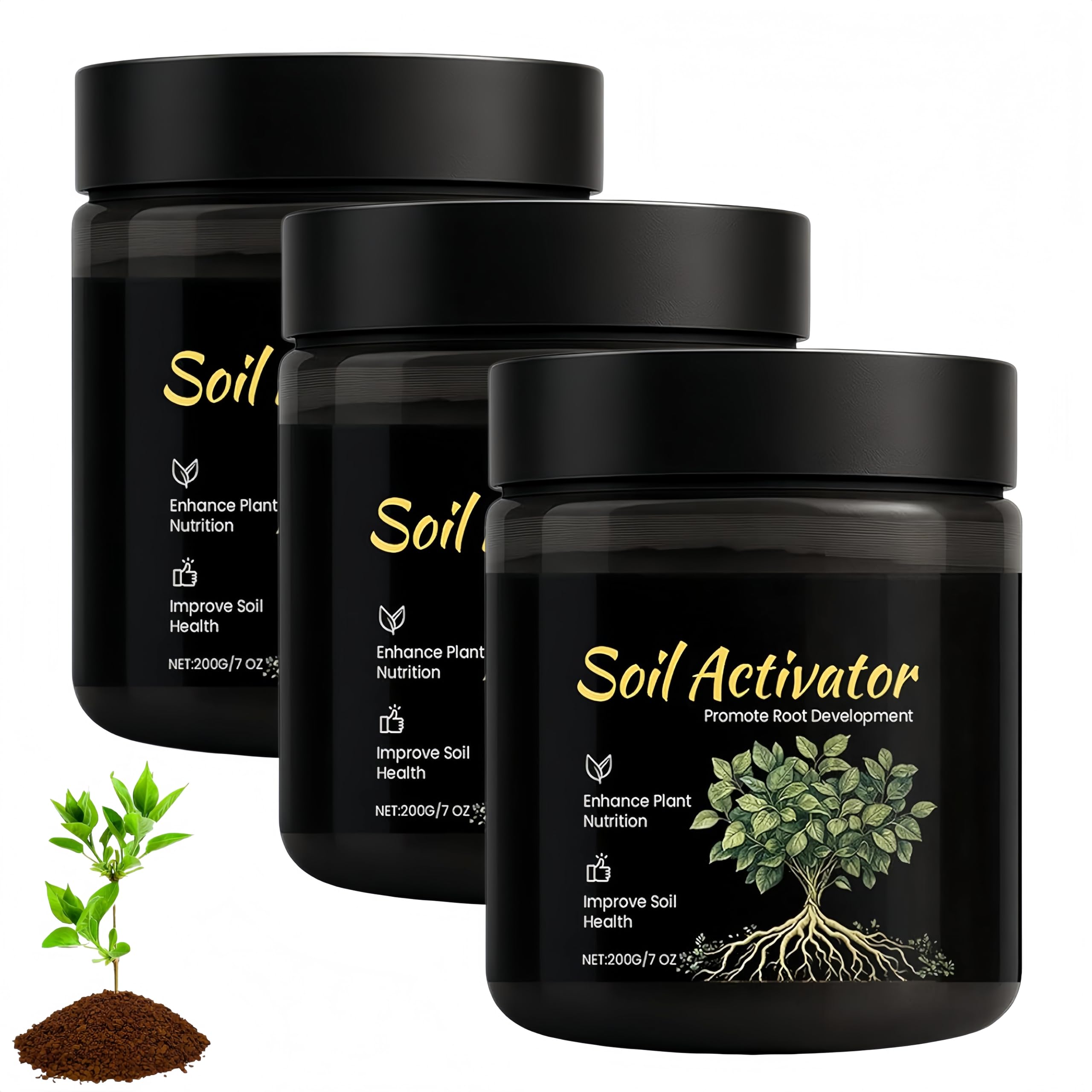 Activador de Suelo: Enmienda Orgánica para Plantas;Promueve el Crecimiento de las Raíces y Mejora la Salud del Suelo en Jardines de Interior y Exterior, Huertos,Flores y Plantas de Interior (3Piezas)