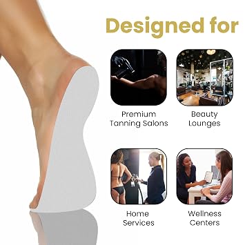 Premium Feet Pads for Spray Tanning Disposable Spray Tan Feet Pads Hygienic and Easy-to-Use Foot Protectors Designed for Salons and Mobile Spray Tanning Professionals - 25 Pairs