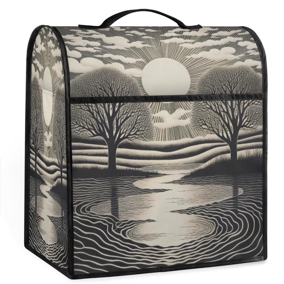 Coffee Maker Cover Abstract Art Sun Kitchen Appliance Covers Small Appliance Covers Blender Cover Juicer Cover Dust Covers for Kitchen Appliances with Top Handle and Pockets,Washable,C40