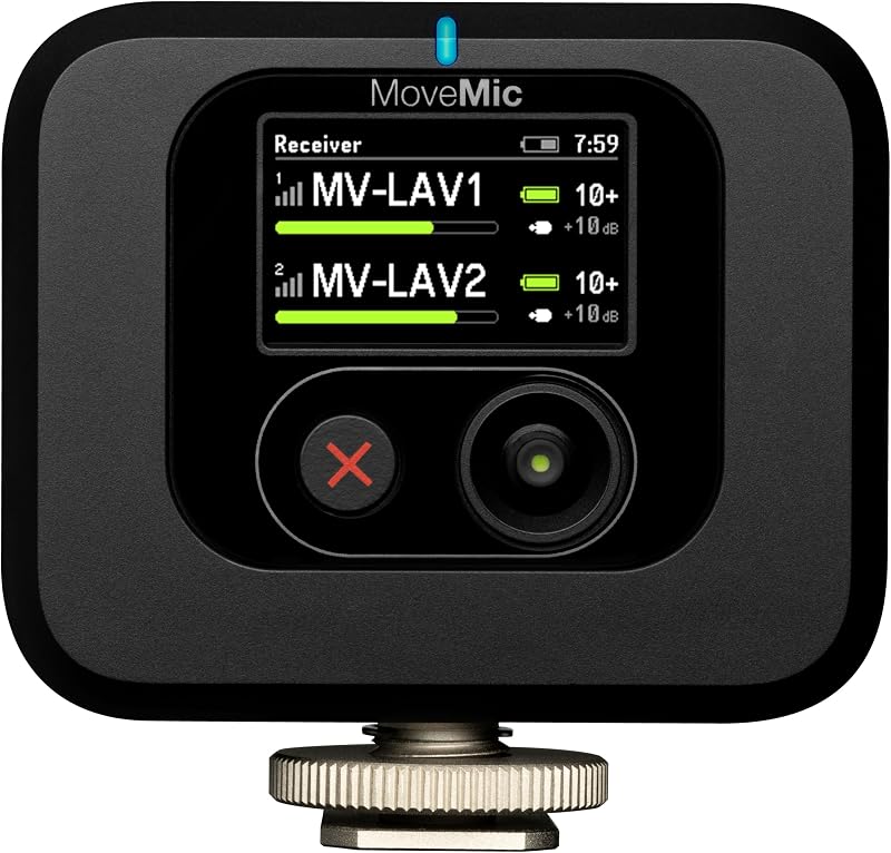 Shure MoveMic Receiver - Cold Shoe Mountable Camera Receiver for MoveMic Lavalier Microphones, Compatible with Most DSLR Cameras and Computers, for Mobile Content Creators (MV-R-Z7) | Digital receiver with USB-C and 3.5mm connectors for cameras, computers and mobile apps