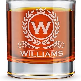 Personalized Whiskey Rocks Glass - Engraved Monogram 10.25oz Custom Bourbon Cocktail Glass, Ideal Gift for Men by DADDYFACTORY