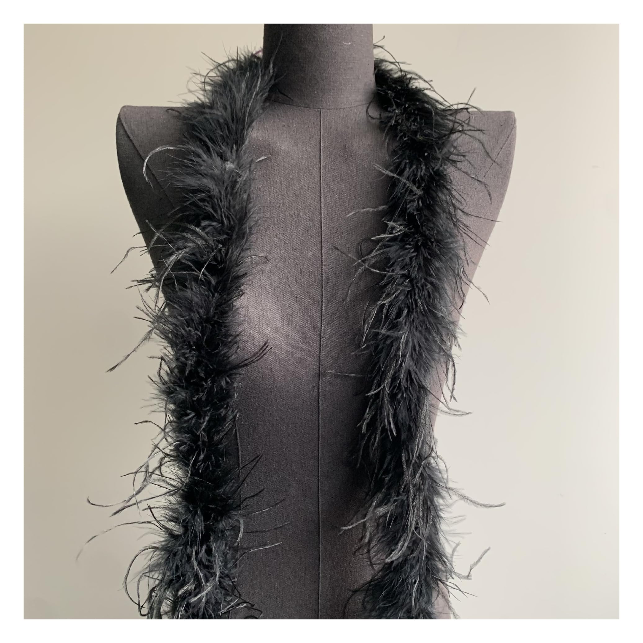 6 Meter Federboa Weiche Plush Feder Borten zum Nähen federschal Flauschige Federstreifen für Basteln Kleidungsdekoration Karneval Hochzeit & Party Deko 9–11 cm Straußenfederstreifen schwarz