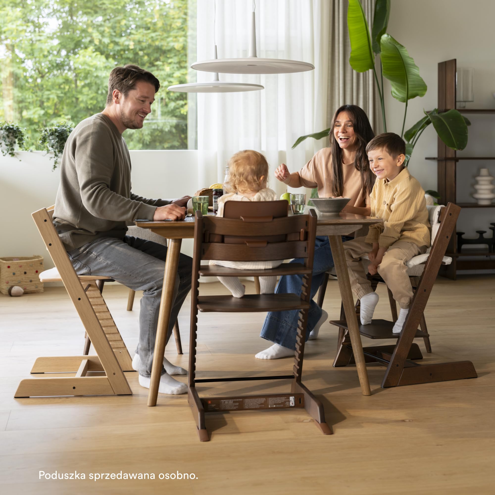 Krzesełko do karmienia Stokke Tripp Trapp, Warm Brown dąb (w zestawie krzesełko + zestaw dla niemowląt 2) z zestawem dla noworodków - bezpieczna, regulowana, ergonomiczna konstrukcja