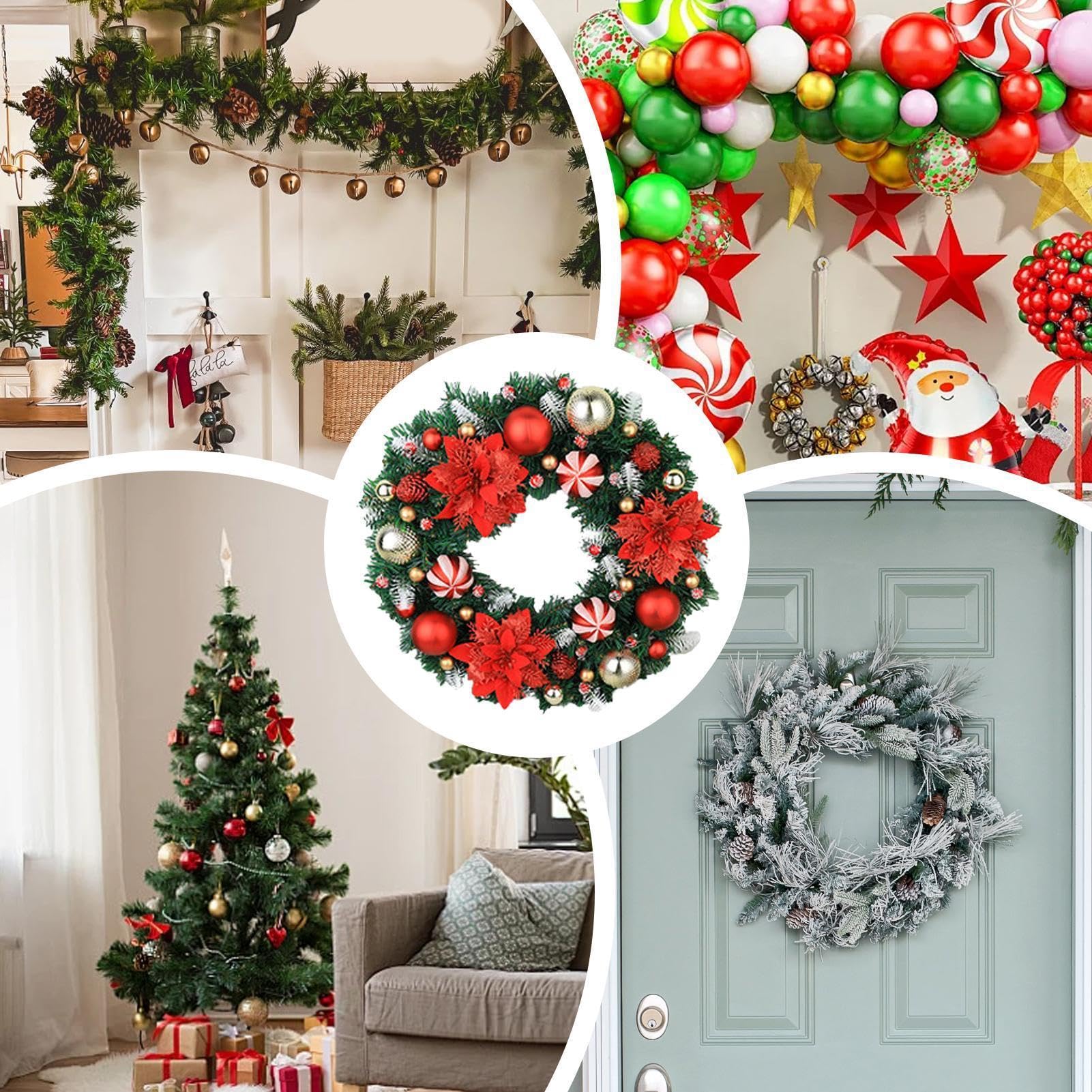 Weihnachtskranz Für Die Tür 40 cm Dekorationskranz mit Blumenkugeln für