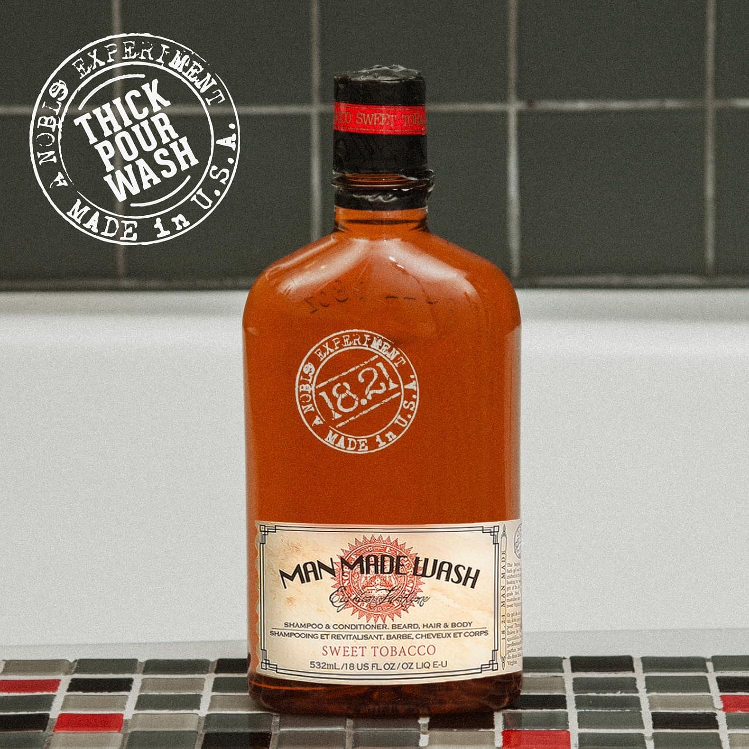 18.21 Man Made 3-in-1 Body Wash, Shampoo, & Conditioner for Men, All Hair & Skin Types, Strengthens and Moisturizes in a Manly Aroma 18oz - Image 6