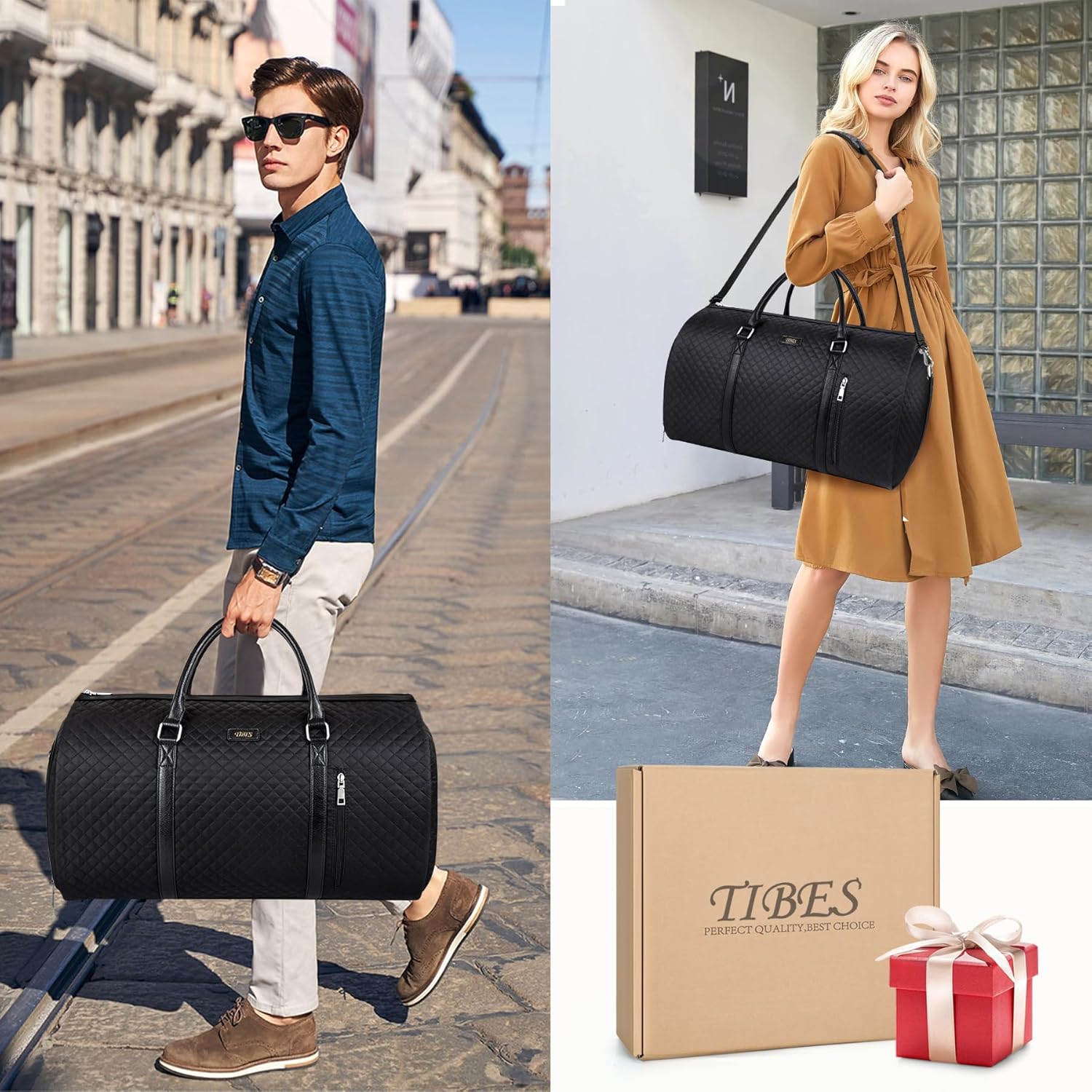 Convertible 2-in-1 Garment Bags for Travel, Carry On Garment Duffle Bag With Shoe Compartment Large Weekender Bag for Women Men Hanging Suitcase Suit Travel Duffel Overnight Bags 4pcs Set
